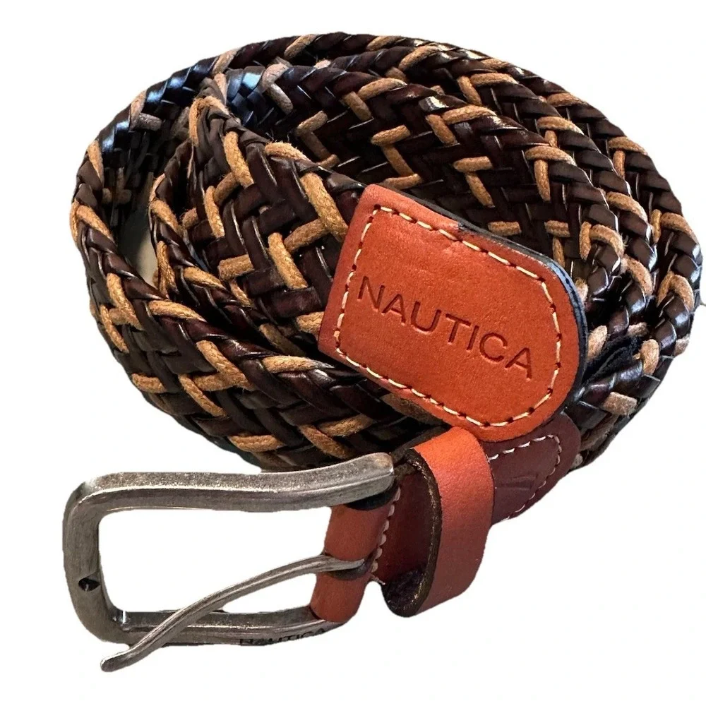 Men's Nautica Braided Black Brown Belt Size Small 30-32‎